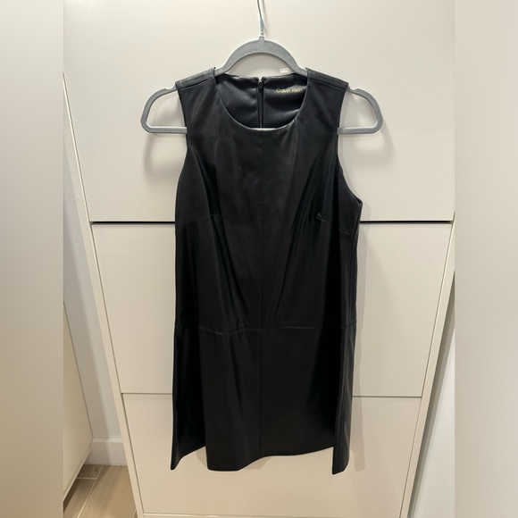 Calvin Klein faux leather A-line dress - Picture 3 of 7